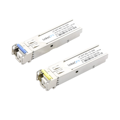 Transceptores Ópticos Bidireccionales SFP (Mini-Gbic) / Monomodo 1310 & 1550 nm / 1.25 Gbps / 1000BASE-BX / Conector LC/UPC Simplex / DDM / Hasta 20 km / 2 Piezas | LP-SFP-BD-1G-20