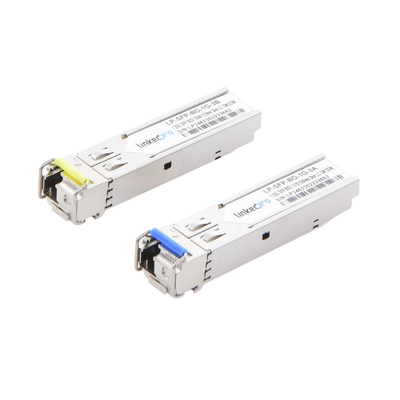 Transceptores Ópticos Bidireccionales SFP (Mini-Gbic) / Monomodo 1310 & 1550 nm / 1.25 Gbps / 1000BASE-BX / Conector LC/UPC Simplex / DDM / Hasta 3 km / 2 Piezas | LP-SFP-BD-1G-3