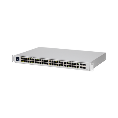 UniFi Switch USW-48-POE, Capa 2 de 48 puertos (32 puertos PoE 802.3af/at + 16 puertos Gigabit) + 4 puertos 1G SFP, 195W, pantalla informativa | USW-48-POE