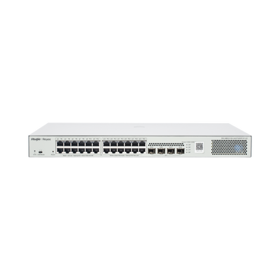 Switch Administrable L2 PoE+ hasta 370W, 24 Puertos Eth 1G, 4 puertos SFP 1G, Administración Remota en la Nube. | RG-NBS3100-24GT4SFP-P-V2