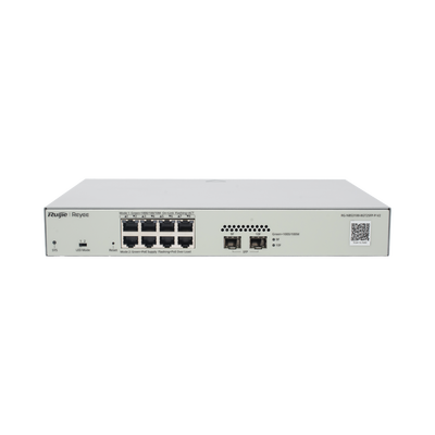 Switch Administrable PoE Capa 2 con 8 puertos Gigabit PoE 802.3af/at + 2 SFP para fibra 1Gb, gestión gratuita desde la nube, 125w | RG-NBS3100-8GT2SFP-P-V2