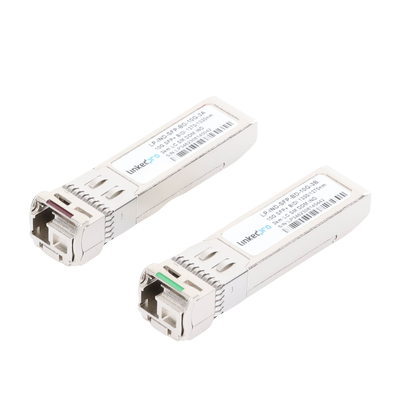 Transceptores Ópticos Industriales Bidireccionales SFP+ (Mini-Gbic) / Monomodo 1270 & 1330 nm / 10 Gbps / 10GBASE / Conector LC/UPC Simplex / DDM / Hasta 3 km / 2 Piezas | LP-IND-SFP-BD-10G-3