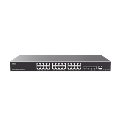 Switch Capa 3 Administrable / 24 puertos 10/100/1000 Mbps + 4 Puertos SFP+ de 10 Gigabits / Compatible con GWN Cloud. | GWN7813