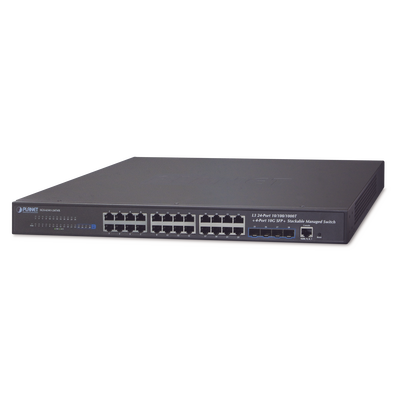 Switch Administrable Capa 3, 24-Puertos 10/100/1000T + 4-Puertos 10G SFP+, Apilable | SGS-6341-24T4X