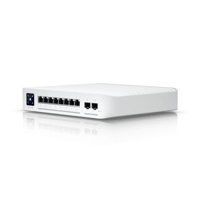 UniFi Switch Empresarial Capa 3 de 8 Puertos PoE 802.3af/at 2.5G + 2 Puertos 1/10G SFP+, 120W, Pantalla Informativa | USW-ENTERPRISE-8-POE