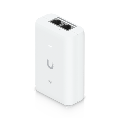 Adaptador PoE+ 2.5G / hasta 30 W / 48V 0.65A / (2) Puertos RJ45 MultiGigabit 2.5G / Salida PoE+ / LED Indicador / Ideal para APs UniFi WiFi 7 / / Protección contra Sobretensiones | UACC-POE+-2.5G