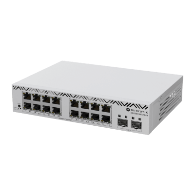Switch MikroTik con 16 Puertos Gigabit Ethernet / 2 Puertos SFP+ 10G / Filtrado MAC y VLANs / SwOS Configuración Web | CSS318-16G-2S+IN