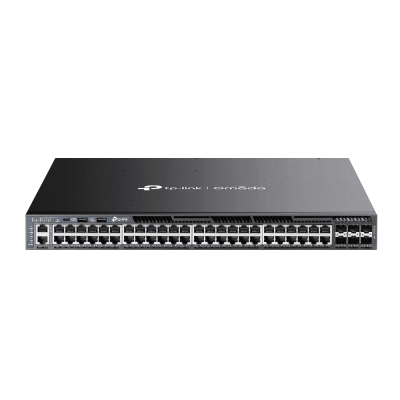 Switch Omada L3 SDN Administrable / 48 puertos Gigabit y 6 puertos SFP+ / Presupuesto PoE 1440 W / Funciones RIP, VRRP, Servidor DHCP / Administración centralizada OMADA / Fuente Redundante | SG6654XHP