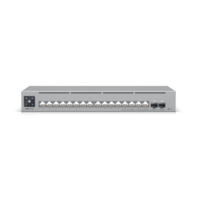UniFi Switch Pro Max 16 con funciones Capa 3, 16 puertos EtherLight RGB / (4) puertos 2.5 GbE y (12) puertos GbE /(2) puertos SFP+ 10G /con pantalla táctil informativa | USW-PRO-MAX-16