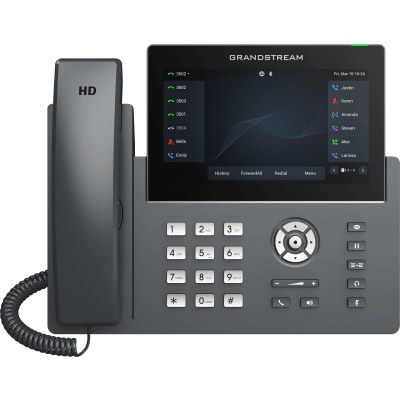 Teléfono IP Wi-Fi, Grado Operador, 12 líneas SIP con 6 cuentas, pantalla táctil  7", puertos Gigabit, Bluetooth, PoE, codec Opus, IPV4/IPV6 con gestión en la nube GDMS | GRP2670