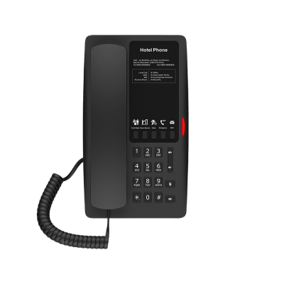 Teléfono IP WI-FI para Hotelería, Puerto USB-A para carga, 5 teclas programables para servicio rápido (Hotline), plantilla personalizable con PoE | H4WB