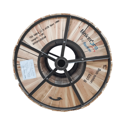 Carrete de 4 km de Fibra Óptica Aérea Figura 8 G.652D, Monomodo de 12 Hilos, Exterior, Span 100, Loose Tube | GYFC8Y12CS100/4KM