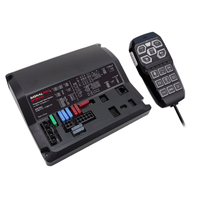 Sirena Vehicular de 200W de Potencia, Programable, Con Controlador Unimando de 15 Botones Para Control de Tonos, 12 Salidas Auxiliares y Micrófono | SP204V2