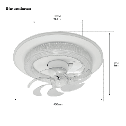 [JLV-028] Ventilador de Techo con Luminario LED de 110 V CA 50/60 Hz /  88 W / 3 Tonos de Luz (6500 - 4 000 - 2 700 K) / Con giro 360° / Diámetro 495 mm / 6 Velocidades / Dimeable. | JLV-028