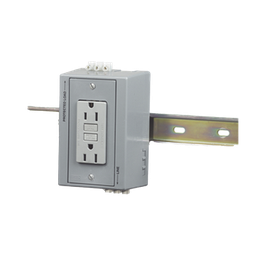 [HUB-DRUB-GFI15] Caja Utilitaria para Montaje en Riel Din con Contacto Duplex de 15 A 125 V / Nema 5-15R / Gris. | HUB-DRUB-GFI15