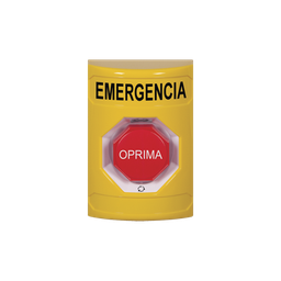 [SS2209EM-ES] Botón de Emergencia en Español, Color Amarillo, Acción Mantenida, Girar para Restablecer y LED Multicolor | SS2209EM-ES