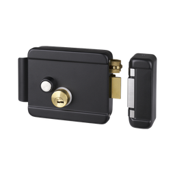 [BL-ACCESSRIMB] Cerradura Eléctrica con Botón de Salida / Incluye Llave  / Exterior / Derecha / Color Negro | BL-ACCESSRIMB