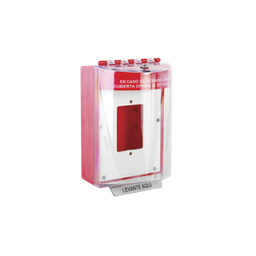 [STI-13510FR-ES] Cubierta Universal De Policarbonato Con Espaciador y Placa De Montaje Interna, Texto De Incendio En Español, Interior/Exterior, Serie Universal Stopper® | STI-13510FR-ES