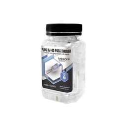 [TC6-PASS] Bote con 100 Plugs Pass Through RJ45 Cat6 sin Blindaje, Chapado de Oro a 30 Micras para Durabilidad Extrema | TC6-PASS
