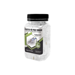 [TC5-PASS] Bote con 100 Plugs Pass Through RJ45 Cat5e sin Blindaje, Chapado de Oro a 30 Micras para Durabilidad Extrema | TC5-PASS