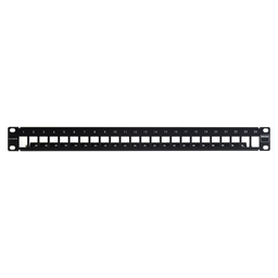 [TM-PNLZ-24-01] Patch Panel TERA-MAX Blindado de 24 Puertos, Modular (Vacío), Plano, Color Negro, 1UR | TM-PNLZ-24-01