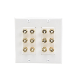 [EP-WP6S] Placa de Pared | Postes de Unión Tipo Banana | Conexión para 6 Altavoces | Fácil Instalación | Conectores Chapados en Oro | EP-WP6S