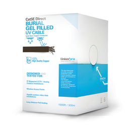 [PRO-CAT-5E-GELX] Bobina de Cable de 305 Metros (1000 Pies), Cat5E, con Gel, para Intemperie, Doble Forro Extrema Humedad, Bajo Tierra, UL, Color Negro para Aplicaciones en Video Vigilancia, y Redes de Alta Velocidad. | PRO-CAT-5E-GELX