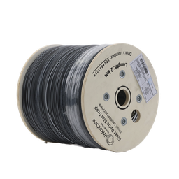 [LPDROPA22C/2KM] Carrete de 2 km de Fibra Óptica Drop Plana, Interior/Exterior G.657A2 Monomodo de 2 Hilos (Bifibra), Dieléctrica, Forro Negro, (No Soporta Conectores Mecánicos) | LPDROPA22C/2KM