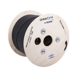 [IC-DROPA2-2C] Carrete de 1 km de Fibra Óptica Drop, Interior/Exterior G.657A2 Monomodo de 2 Hilos (Bifibra), Diseñada para Fusionarse, Dieléctrica, Forro Negro, (No Soporta Conectores Mecánicos) | IC-DROPA2-2C