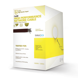 [PRO-CAT-5E-W] Bobina de Cable de 305 Metros (1000 Pies), Cat5e, Alto Rendimiento, Color Blanco, UL, para Aplicaciones en Video Vigilancia, Redes de Datos. Uso en Interior | PRO-CAT-5E-W