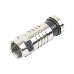 [TT-CON-509-RG6] Conector F Macho de Compresión para cable RG-6, Cuerpo de Bronce Niquelado. | TT-CON-509-RG6