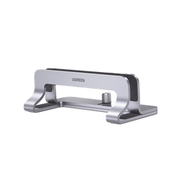 [20471] Soporte Vertical para Laptop / Adecuado para escritorio / Anchura Ajustable (12-26mm) / Amplia compatibilidad / Anti-Arañazos / Anti-Deslizante /Ajustable Mediante Tornillos / Color Plata / Aluminio + Silicona | 20471