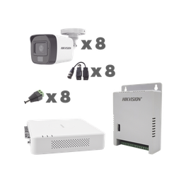 [KH1080P8BFH] KIT TurboHD 1080p / DVR 8 Canales con audio por coaxitron / 8 Cámaras con Micrófono Integrado 101° Visión/  luz blanca + IR visión nocturna  / Transceptores / Conectores / Fuente de Poder Profesional | KH1080P8BFH