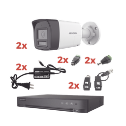 [KH-1080P-2B-TWA] Kit Audio Bidireccional TurboHD 1080p / DVR 4 Canales / 2 Cámaras Bala (Exterior) con Bocina y Microfóno Integrado / 2 Fuentes de Poder / Accesorios | KH-1080P-2B-TWA