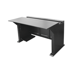 [EM-S02] Escritorio Estación Mobiliaria Profesional de Monitoreo y Control / Videovigilancia / Acceso / Alarmas / Etc... / Metal Negro y Madera Tono Oscuro | EM-S02