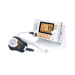 [UM-725G] Radio Móvil Marino VHF, color blanco con receptor de GPS integrado, puerto de conexión NMEA 2000, 25W de potencia de RF, sumergible IPX8. | UM-725G