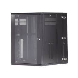 [PZWMC1830W] Gabinete PanZone de Montaje en Pared, de 19in, Puerta con Ventana de Seguridad, 18 UR, 762mm de Profundidad, Color Negro | PZWMC1830W