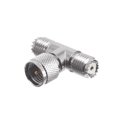 [RFU-631] Adaptador en T de Conector Mini-UHF Macho a Doble Mini-UHF Hembra, Níquel/ Plata/ Teflón. | RFU-631