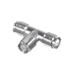 [RFU-632] Adaptador en T, de Conector Mini-UHF Hembra a Doble Mini-UHF Hembra, Níquel/ Plata/ Teflón. | RFU-632