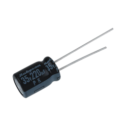 [0220M0035V] Capacitor Electrolítico Radial en Aluminio de 220 µFd, 35 Vcc, 105 °C, 10 x 12.5 mm. | 0220M0035V