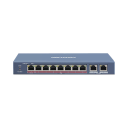 [DS-3E0310HP-E] Switch PoE+ / No Administrable / 7 Puertos 10/100 Mbps 802.3 af/at (30 W) / 1 Puerto 10/100 Mbps Hi-PoE (90 W)  / 2 Puertos 1000 Mbps Uplink / Modo Extendido hasta 300 Metros / 110 Watts | DS-3E0310HP-E